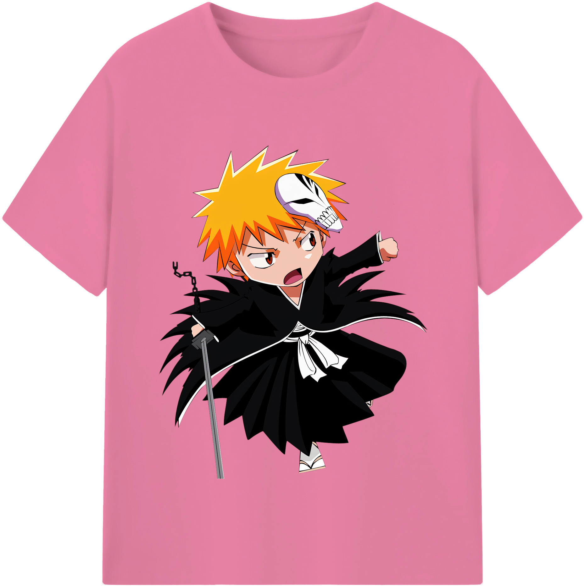 （画像用） ブリーチ 黒崎一護（くろさき いちご）BLEACH Kurosaki Ichigo 綿100％半袖Tシャツ（フロントプリント）